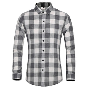 BWG Men's Fashion Classic Trendy Business Casual Long Sleeves Plaid Dress Shirt