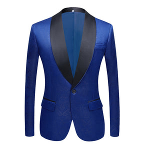CGSUITS Men's Fashion Luxury Style Jacquard Golden Yellow & Black Tuxedo Blazer Suit Jacket - Divine Inspiration Styles