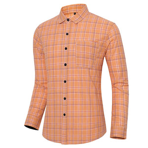 BWG Men's Fashion Classic Trendy Business Casual Long Sleeves Plaid Dress Shirt