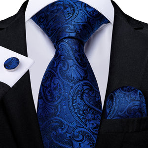 DBG VIP Design Collection Men's Fashion Luxury Royal Blue 100% Premium Quality Silk Tie Set - Divine Inspiration Styles
