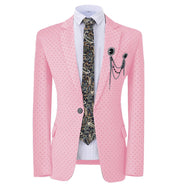GMSUITS Men's Fashion Formal Luxury Style Pink Polka Dots Blazer Suit Jacket - Divine Inspiration Styles
