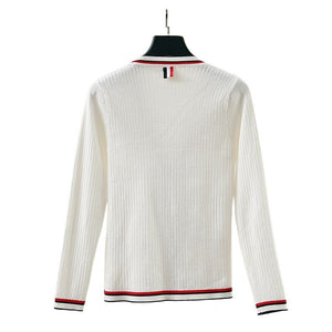 HBT Women's Elegant Fashion Bold Stripes Knitted Cardigan Sweater Jacket - Divine Inspiration Styles