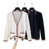 HBT Women's Elegant Fashion Bold Stripes Knitted Cardigan Sweater Jacket - Divine Inspiration Styles