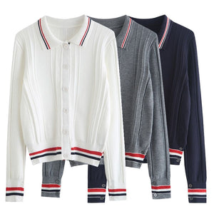 HBT Women's Sporty Elegant Fashion Knitted Cardigan Sweater Jacket - Divine Inspiration Styles