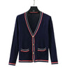 HBT Women's Elegant Fashion Bold Stripes Knitted Cardigan Sweater Jacket - Divine Inspiration Styles