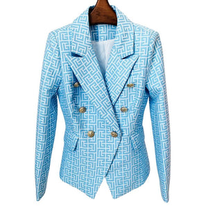 HIGHSTREET Women's Elegant Stylish Fashion Geometric Design Office Business Casual Professional Style Blazer Jacket - Divine Inspiration Styles