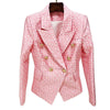 HIGHSTREET Women's Elegant Stylish Fashion Geometric Design Office Business Casual Professional Style Pink Blazer Jacket - Divine Inspiration Styles