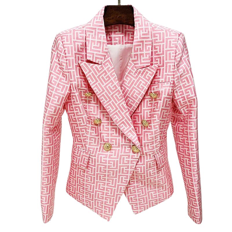 HIGHSTREET Women's Elegant Stylish Fashion Geometric Design Office Business Casual Professional Style Blazer Jacket - Divine Inspiration Styles