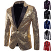 PARKLEES Men's Fashion Shiny Gold Sequin Glitter Fancy Embellished Long Tuxedo Blazer Jacket - Divine Inspiration Styles