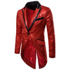 PARKLEES Men's Fashion Shiny Gold Sequin Glitter Fancy Embellished Long Tuxedo Blazer Jacket - Divine Inspiration Styles