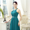 EMMY FORMAL Women's Elegant Fine Fashion Vintage Teal Green Halter A-Line Formal Dress