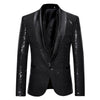 PARKLEES Men's Fashion Premium Quality Shiny Black Gold Silver Sequin Glitter Fancy Embellished Blazer Jacket - Divine Inspiration Styles