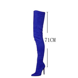 TAMANNA Women's Elegant Fine Fashion Elastic Velvet Thigh High Dress Boots - Divine Inspiration Styles