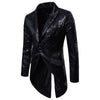 PARKLEES Men's Fashion Shiny Gold Sequin Glitter Fancy Embellished Long Tuxedo Blazer Jacket - Divine Inspiration Styles