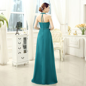 EMMY FORMAL Women's Elegant Fine Fashion Vintage Teal Green Halter A-Line Formal Dress