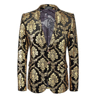 VALENTINE SUITS Men's Fashion Premium Black & Gold Design Tuxedo Blazer Jacket - Divine Inspiration Styles