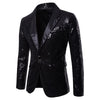 PARKLEES Men's Fashion Shiny Gold Sequin Glitter Fancy Embellished Long Tuxedo Blazer Jacket - Divine Inspiration Styles