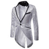PARKLEES Men's Fashion Shiny Gold Sequin Glitter Fancy Embellished Long Tuxedo Blazer Jacket - Divine Inspiration Styles