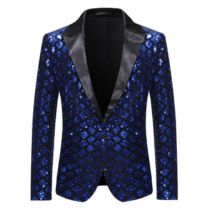 PARKLEES Men's Fashion Shiny Plaid Gold Silver Black Sequin Glitter Fancy Embellished Blazer Jacket - Divine Inspiration Styles