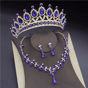 CM Women's Fashion Elegant Style Royal Queen Bridal Tiara Crown Earrings Necklace Jewelry Set - Divine Inspiration Styles