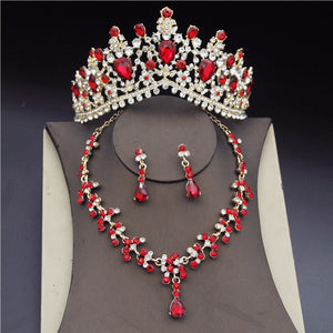 CM Women's Fashion Elegant Style Royal Queen Bridal Tiara Crown Earrings Necklace Jewelry Set - Divine Inspiration Styles