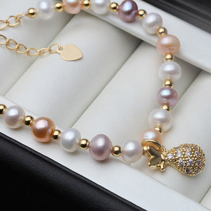 YOUNOBLE Women's Fashion Pineapple Design Stylish Statement Genuine Beaded Pearl Bracelet - Divine Inspiration Styles