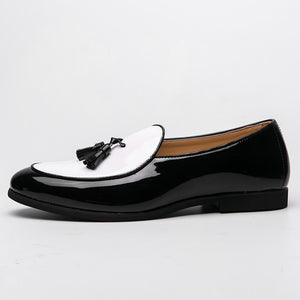 JKP Men's Fashion Tassel Design Leather Black & White Oxfords Dress Shoes - Divine Inspiration Styles