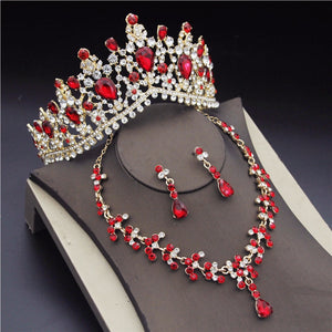 CM Women's Fashion Elegant Style Royal Queen Bridal Tiara Crown Earrings Necklace Jewelry Set - Divine Inspiration Styles