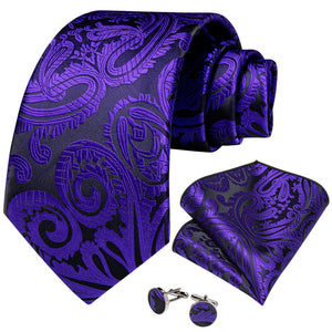 DBG VIP Design Collection Men's Fashion Luxury Purple Red Blue 100% Premium Quality Silk Tie Set - Divine Inspiration Styles