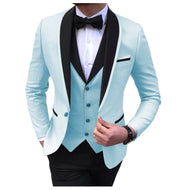 BRADLEY VIP SUITS Men's Fashion Formal 3 Piece Tuxedo (Jacket + Pants + Vest) Light Blue Sky Blue Suit Set - Divine Inspiration Styles