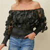 CARA Design Women's Fashion Stylish Round Patchwork Chiffon Blouse
