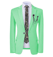GMSUITS Men's Fashion Formal Luxury Style Mint Green Polka Dots Blazer Suit Jacket - Divine Inspiration Styles