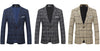 BRADLEY Men's Fashion Premium Quality Navy Blue Black Gray & Khaki Plaid Style Blazer Suit Jacket
