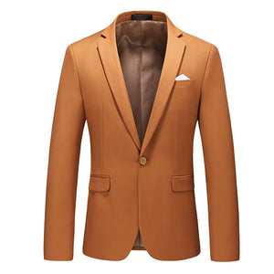 CGSUITS Men's Fashion Luxury Style Solid Color Design Premium Quality Yellow Blazer Suit Jacket - Divine Inspiration Styles