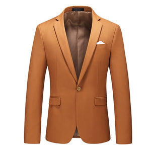 CGSUITS Men's Fashion Luxury Style Solid Color Design Premium Quality Yellow Blazer Suit Jacket