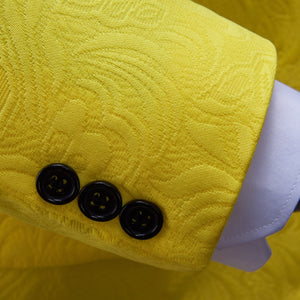 CGSUITS Men's Fashion Formal 3 Piece Yellow Canary & Black Tuxedo (Jacket + Vest + Pants) Suit Set