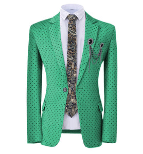 GMSUITS Men's Fashion Formal Luxury Style Pink Polka Dots Blazer Suit Jacket