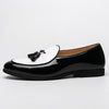 JKP Men's Fashion Tassel Design Leather Black & White Oxfords Dress Shoes - Divine Inspiration Styles