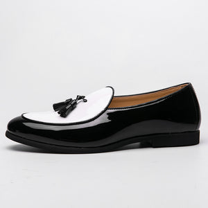JKP Men's Fashion Tassel Design Leather Black & White Oxfords Dress Shoes - Divine Inspiration Styles