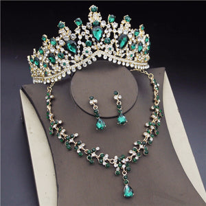 CM Women's Fashion Elegant Style Royal Queen Bridal Tiara Crown Earrings Necklace Jewelry Set - Divine Inspiration Styles
