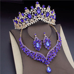 CM Women's Fashion Elegant Style Royal Queen Bridal Tiara Crown Earrings Necklace Jewelry Set - Divine Inspiration Styles