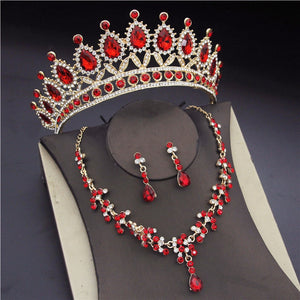 CM Women's Fashion Elegant Style Royal Queen Bridal Tiara Crown Earrings Necklace Jewelry Set - Divine Inspiration Styles