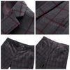 SZSUITS Men's Premium Quality (Jacket + Vest + Pants) 3 Piece Formal Wear Navy Blue & Gray Plaid Suit Set
