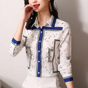 GLORIA Design Women's Fashion Premium Quality Luxury Style Geometric Print Blouse - Divine Inspiration Styles