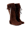 WESLEY Design Women's Stylish Elegant Fashion Suede Leather Accent Bohemian Style Fringe Mid-Calf Boot Shoes - Divine Inspiration Styles