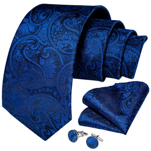 DBG VIP Design Collection Men's Fashion Luxury Royal Blue 100% Premium Quality Silk Tie Set - Divine Inspiration Styles