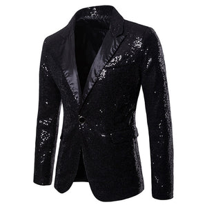 PARKLEES Men's Fashion Premium Quality Shiny Black Gold Silver Sequin Glitter Fancy Embellished Blazer Jacket - Divine Inspiration Styles