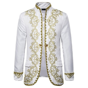 KINGSTON SUITS Men's Fashion Gold Embroidery Regal Palace Style Blazer Jacket & Matching Vest