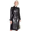 LAUTARO Women's Fashion Premium Quality Black Leather Trench Coat - Divine Inspiration Styles