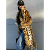 LAUTARO Women's Fine Fashion Brown Leopard Print Luxury Style Long Faux Fur Plush Coat Jacket